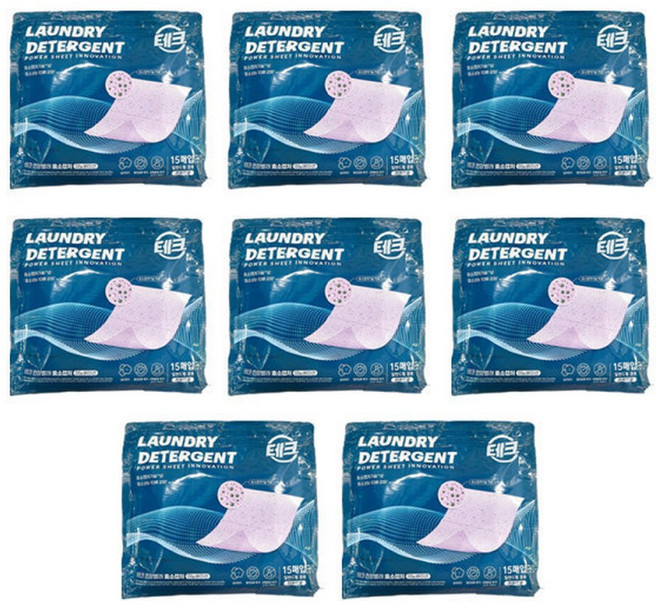 LG테크 한장빨래 듀얼파워 15매X8팩(120매) 시트세제, 15매, 8개