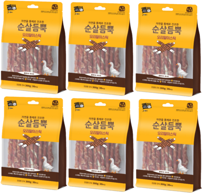 순살듬뿍 오리말이스틱 30P, 300g, 6개