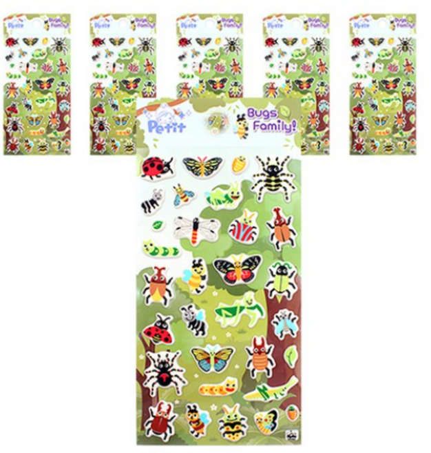 쁘띠팬시 Bugs Family 스티커 DA5462, 혼합 색상, 6개입