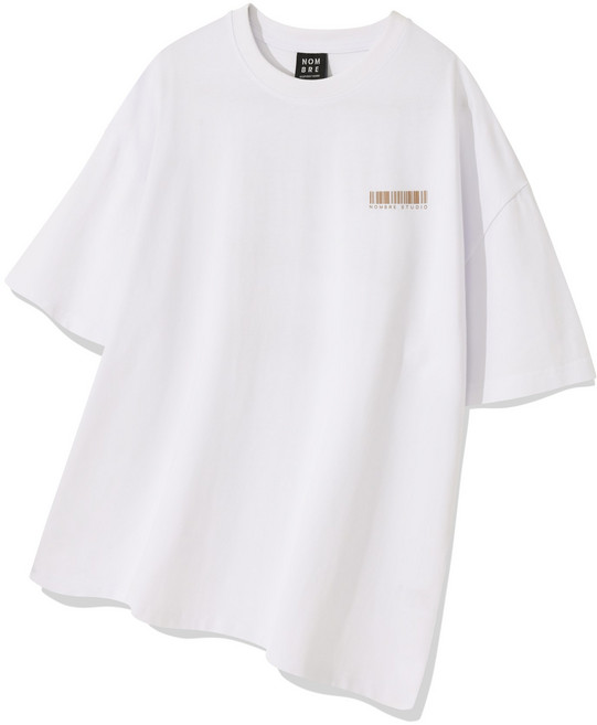 남녀공용 바코드 백 레터링 그래픽 여름 반팔티 프린팅 오버핏 티셔츠 빅사이즈 면티