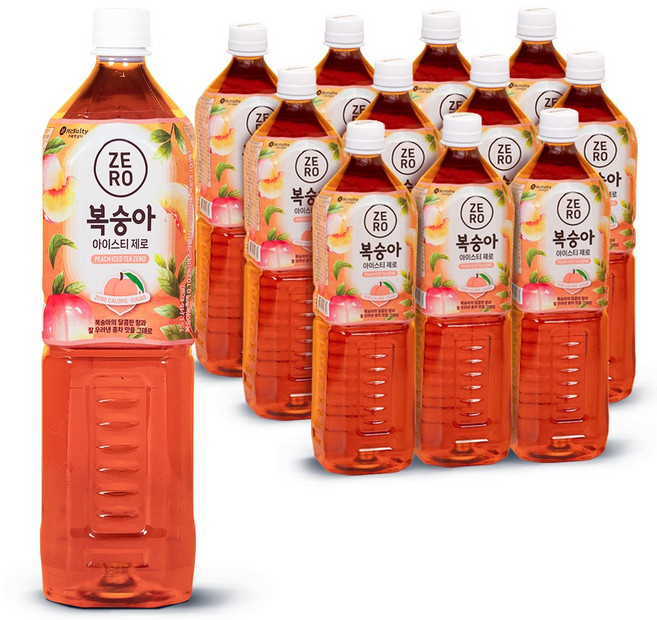 맥널티커피 복숭아 아이스티 제로, 1.5L, 12개
