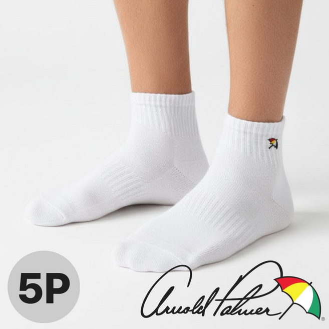 아놀드파마 남성용 캐주얼 두꺼운 양말 무지 단목 5족