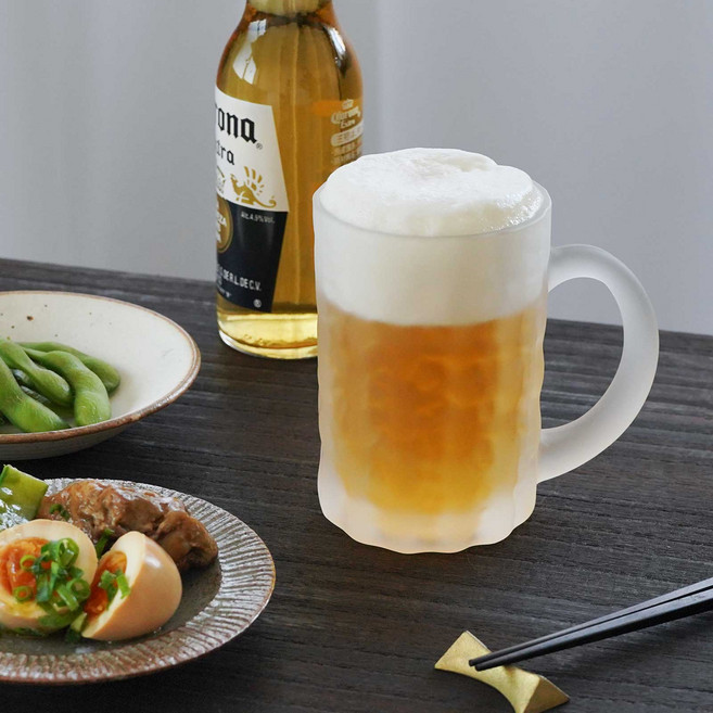 도요사사키 아와다치 불투명 거품 맥주컵 머그 비어 글라스 생맥주잔 425ml, 1개