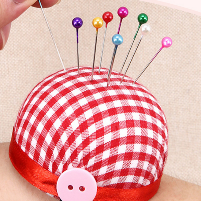 해피J보따리 쿠션 바늘꽂이, 레드 체크무니, 1개