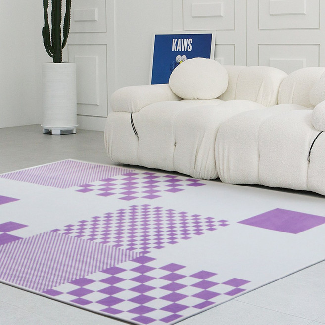 [바이빔]랜디케어 패치체커보드 먼지없는 생활방수 거실 러그 카페트