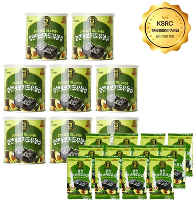 광천 해달음 아보카도유 캔김 35g 돌김 6개 도시락김 4g 12개, 8개