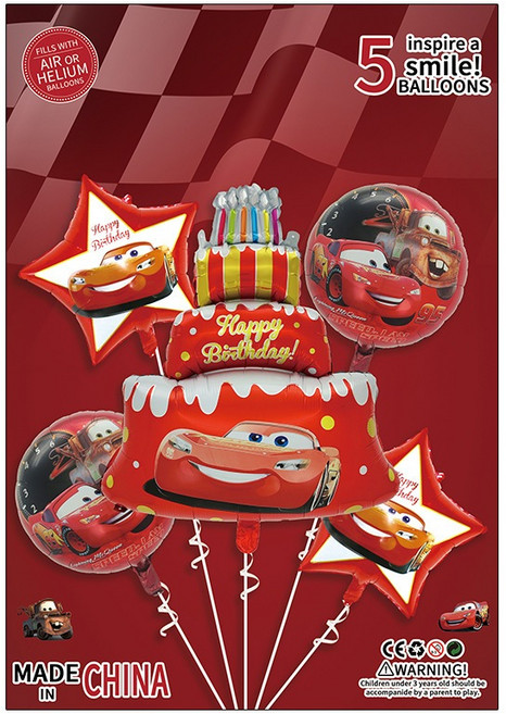 閃電麥坤 鋁膜氣球 套組 造型氣球 生日氣球, 1個, 蛋糕款 (如圖五顆氣球)
