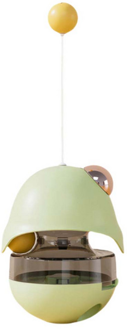 고양이 스낵볼 장난감 오뚜기 고양이 놀이 장난감 다기능 자화자찬 볼 고양이 놀이 스틱 펫 용품, 1개, 녹색