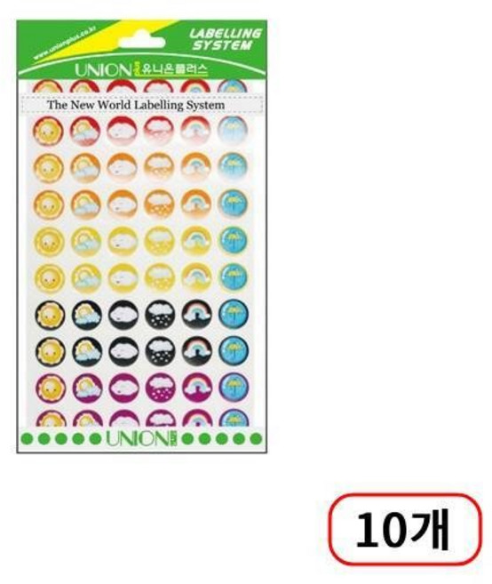 유니온)그림스티커 5매입/12mm, 807날씨(M320549)10개