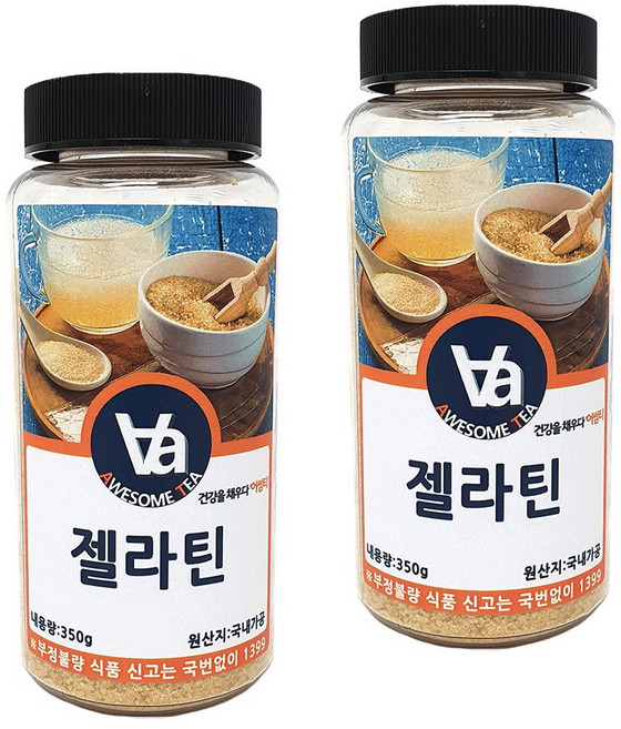 어썸티 국내가공 젤라틴 가루 분말, 350g, 2개