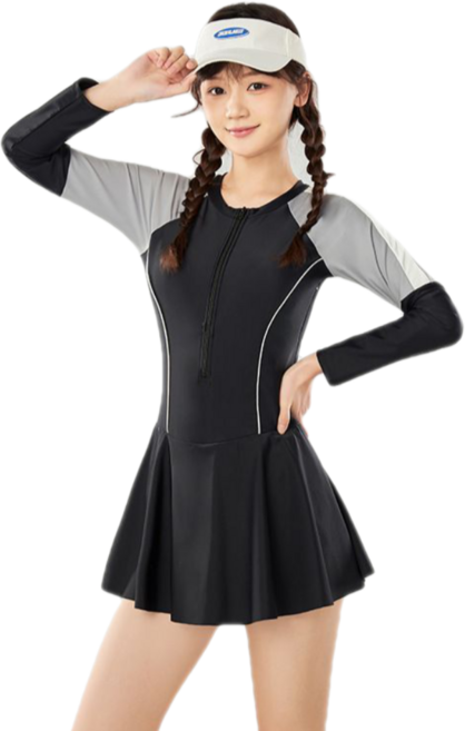 팝키즈 주니어 원피스 배색 수영복