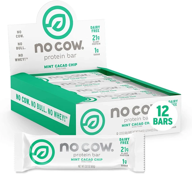 미국 No Cow 유당없는 저지방 식물성 단백질 비건 프로틴바 민트초코 맛 12개입, 1개, NO COW 민트초코 프로틴바 12개 - 쿠팡