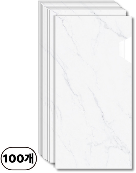 에이제이케이 붙이는 벽지 접착식 데코 타일 폼블럭 대리석 타일시트지 300x600mm, 실크 화이트, 100개