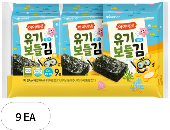 아이배냇 유기 보들김 멀티 9p, 김맛, 36g, 9개