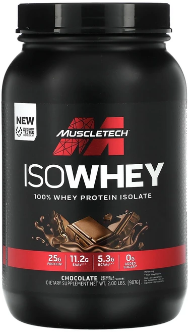머슬테크 MuscleTech IsoWhey 100% 분리유청단백질 초콜릿 907g2lbs123633원산지:기타, 1개, 907g - 쿠팡