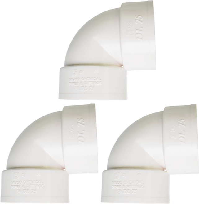 PVC 90도 엘보 VG2 부속, 3개