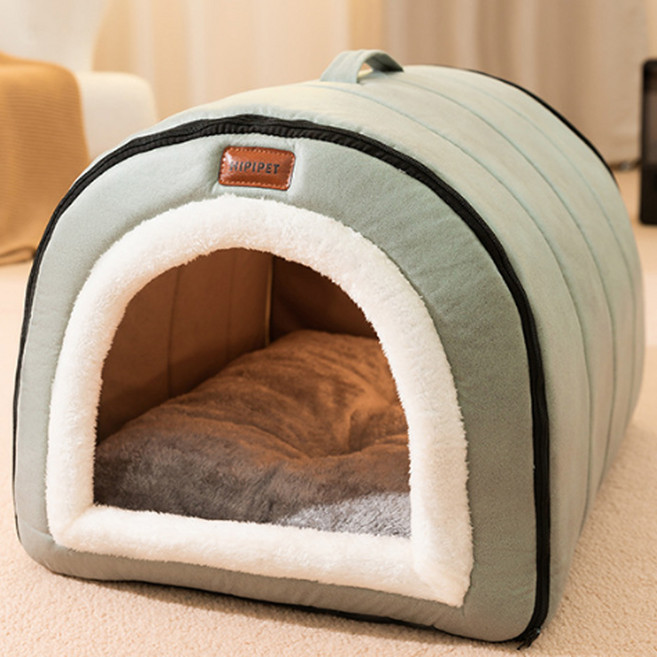 도그팜 방석 겸용 사계절 강아지집 고양이 하우스, 그린, 1개