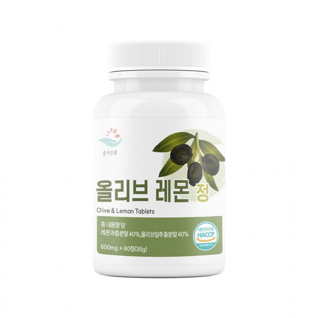 순수한줌 올리브 올리브잎 베르가못 녹차 프리미엄 레몬즙 600mg, 1개, 36g