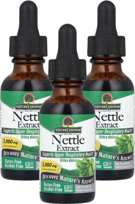 네이쳐스앤서 네틀 쐐기풀 추출 Nettle 2000mg 30ml x3병 글루텐프리, 3개 - 쿠팡