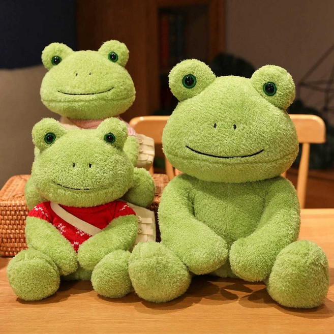 개구리 귀여운 애착인형 쿠션 방석 선물 대형 인형, [03] 레드 하트 빨간색과 흰색 스웨터, [02] 25 cm (자유 핸드백 + 야광 끈)