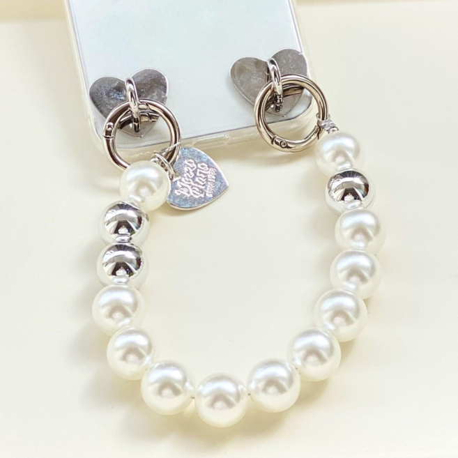 모노 펄 볼드 스트랩 키링, 1개, 진주