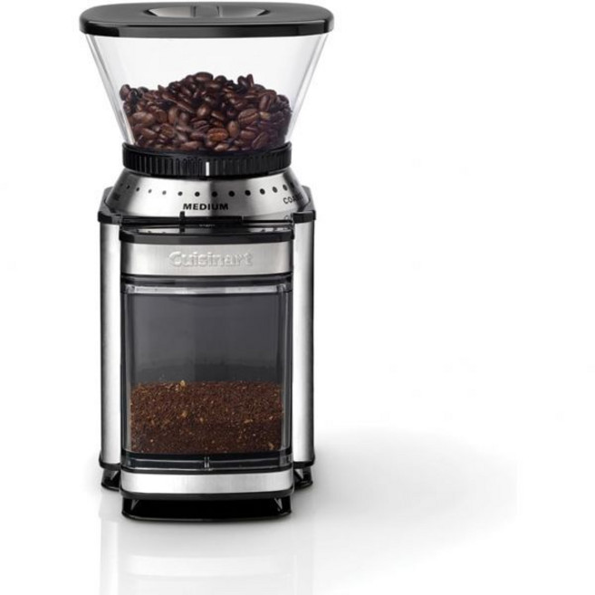 Cuisinart 쿠진아트 커피 그라인더 | 가정용 커피 그라인더 | 4-18잔 | 18단계 그라인딩 설정 | 다양한 추출 강도 - 에스프레소 콜드 브루 라떼 카푸치노 |, Disc grinder, Black Silver