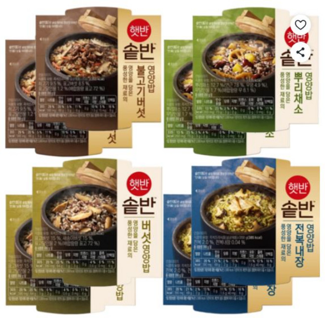 영양밥 4종 (버섯영양밥+뿌리채소영양밥+전복내장영양밥+불고기버섯영양밥) 각 2개씩, 200g