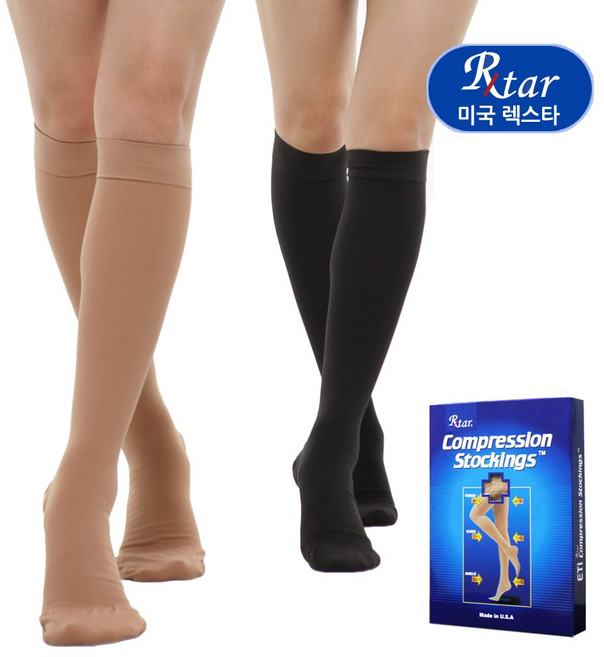 미국 렉스타 의료용 압박스타킹 200_발막힘(무릎형) - 압박용밴드/혈액순환/단단한시리즈20~30mmhg, 1세트