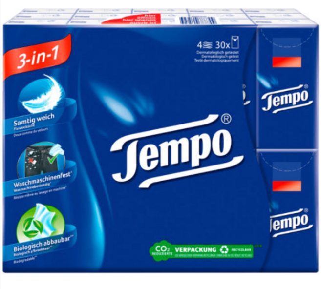 템포 티슈 여행용 휴대용 독일직수입 프리미엄 화장지 4겹 휴대용티슈 10매입 30개입 1팩 (토탈 300매)