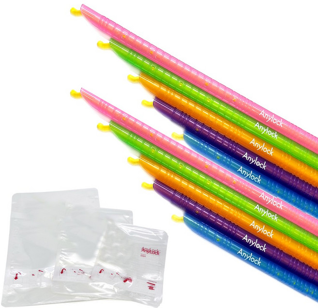 [한정특가]애니락 봉5개+봉5개 AN54(2세트) 밀봉 집게 클립 (밀봉스틱 10개 + 전용봉투8장(종합19P), 혼합