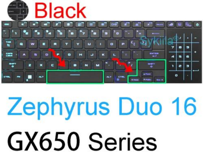 노트북 키스킨 실리콘 키보드 커버 키보드 덮개 보호대 스킨 케이스 액세서리 ROG 제피러스 G14 G15 G16 M15 M16 S15 S17 G M S Duo GU605 GA503, 10) Black