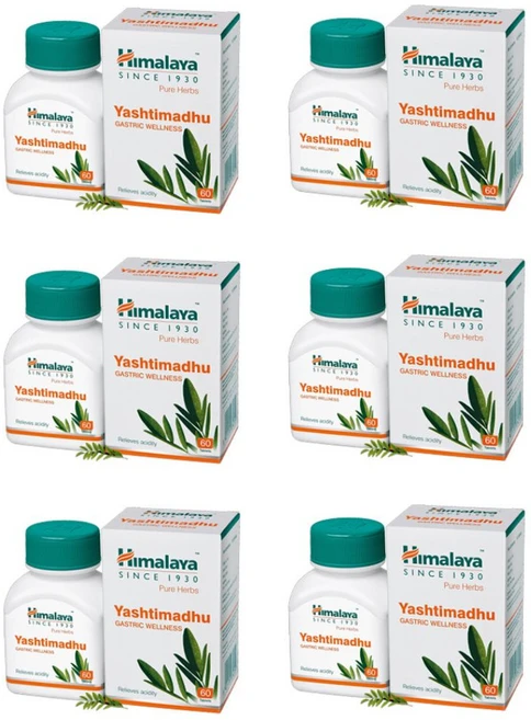 인도 히말라야 야스티마드후 Yashtimadhu 60정 X 6세트 위영양제, 6개 - 쿠팡