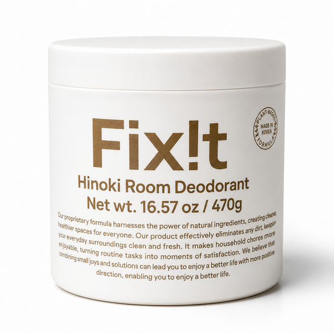 [정품] Fixit 픽싯 룸데오드란트 고체 탈취제 대용량 - 히노끼 / 편백 우디향 고체 탈취제 5대 악취 제거 공간 냄새 케어, 1개, 470g