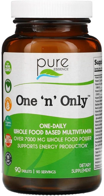 퓨어에센스 One n Only 식품 기반 종합 비타민 90정, 90개, 1개 - 쿠팡