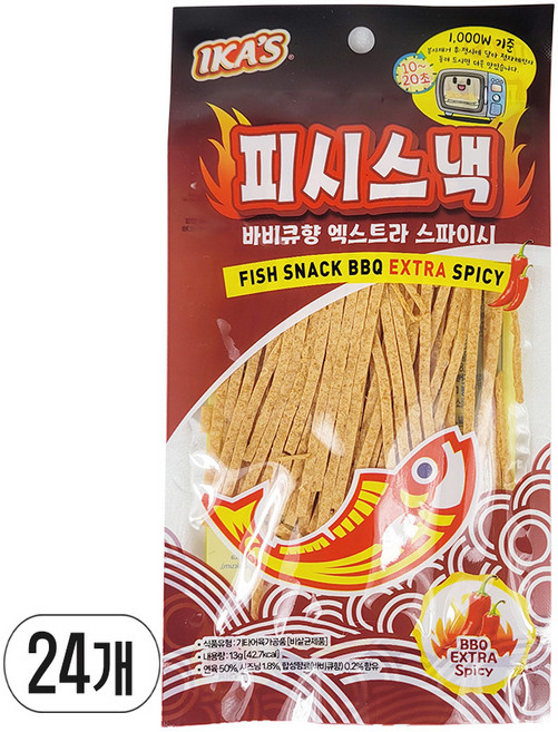 피시스낵 바비큐향 엑스트라 스파이시, 13g, 24개