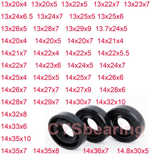 13MM 14MM TC 유형 스켈레톤 오일 씰 가스켓 14x22x5 14x22x7 14x23x6 14x26x6 14x28x7MM 니트릴 NBR 검정, 40 14x25x7 2PCS