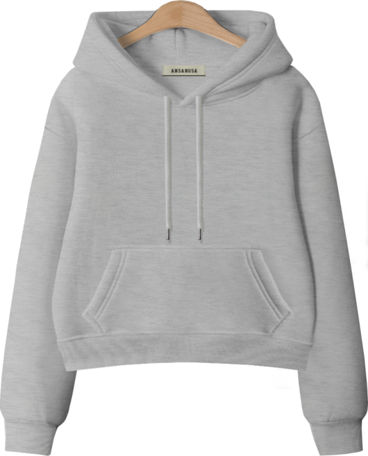 몰토벨리노 [ANSANGSA] 무지 여성 semi크롭 루즈핏 후드 스웨트셔츠