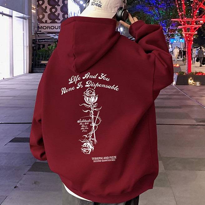 벨베스 남자 오버핏 포인트 프린팅 후드 맨투맨 티