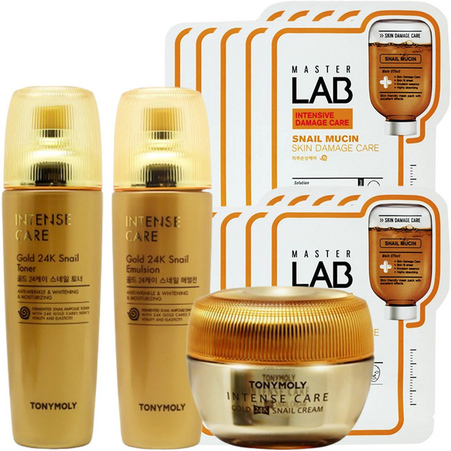 토니모리 인 인텐스 케어 골드 24K 스네일 3종(토너+에멀전+크림) 3종+마스터랩 달팽이뮤신 마스크시트 10매 증정, 1개