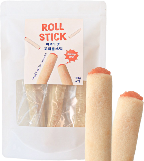 바르다펫 오래먹는 한우 우피롤스틱 4개입 강아지간식, 1개, 160g, 기본