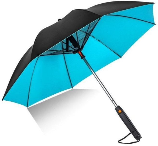 선풍기우산 골프우산 골프양산 uv차단 초경량 배터리 usb충전 충전식, 블랙/파란색(내부)_배터리모델, 1개
