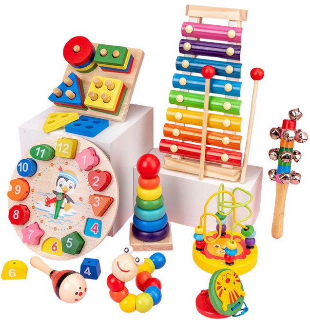 木琴益智玩具組 九件組, 1個, Multicolor