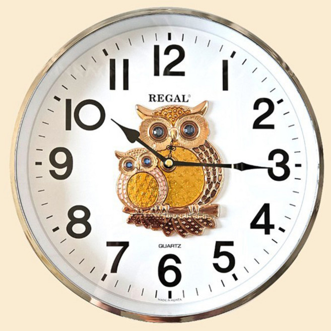 블루아이 황금부엉이 무소음 벽시계 벽걸이시계 행운소품 풍수시계, 블루아이황금부엉이벽시계