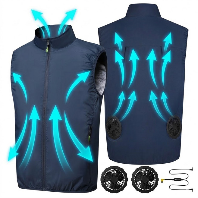 남녀공용 선풍기 조끼 빠른 냉각 에어컨 조끼 여름 작업복 얇고 통기성 좋은 시원한 마이