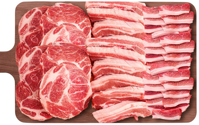 [맛춤상회] 3대진미 듀록 흑돼지 모듬 2.2kg (삼겹살1kg+목살1kg+가브리살 200g), 1개