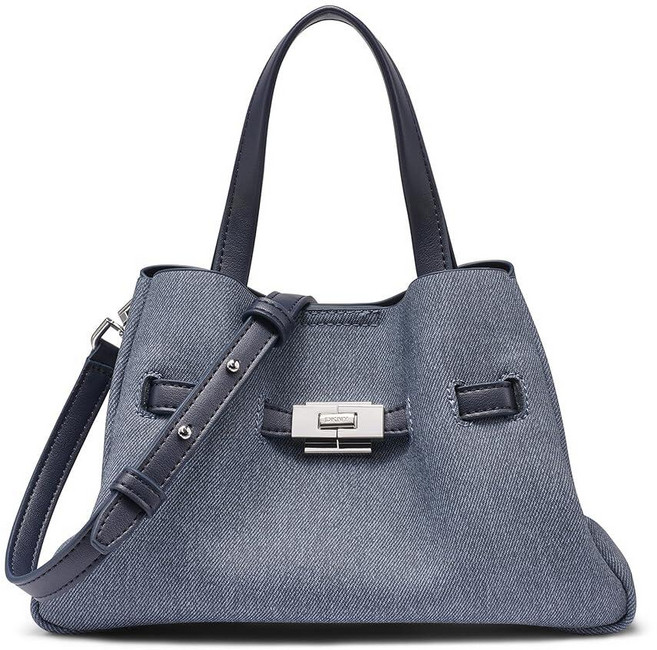 DKNY 여성용 Bryar 스몰 사첼백 블랙/실버 원사이즈, Medium, Denim