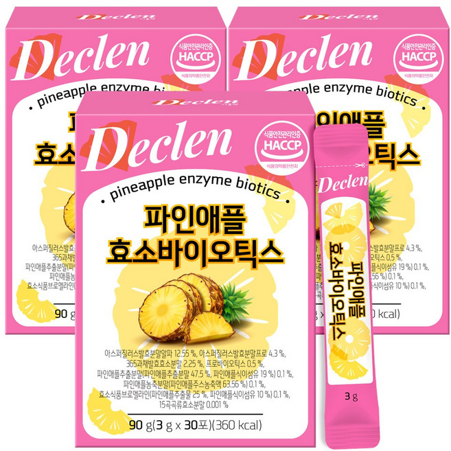 디클렌 파인애플 효소바이오틱스 30p, 90g, 3개