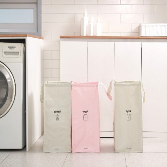 잇쏠 분리수거함 재활용 대용량, 그레이, 핑크