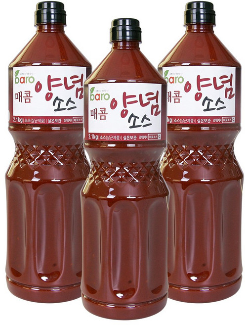 바로소스 매콤양념 소스 2.1kg 불닭 볶음 무침 주물럭 돼지고기 국물 치킨 매운, 3개