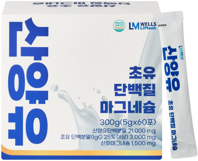 산양유 초유 단백질 마그네슘 스틱 5g 60포 분말, 300g, 1개